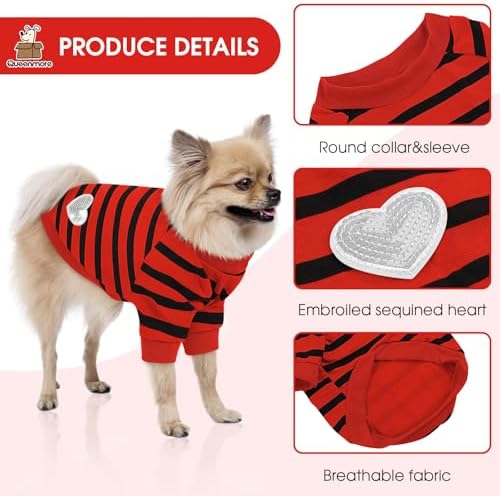 Queenmore Medium Dog Shirt,Soft Breathable Dog Shirt for Dogs Cats Boy Girl,Pet Clothes for All Season,Breathable Lightweight Pet Tshirt for Frenchie, Dachshund, Yorkie