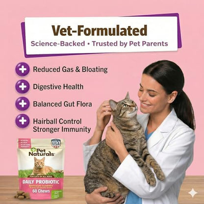 Pet Naturals Daily Probiotic Soft Chews for Cats, Digestive and Immune Support Supplement for Cats, 100 Million CFU Per Chew, Value Size, Duck, 160 Count