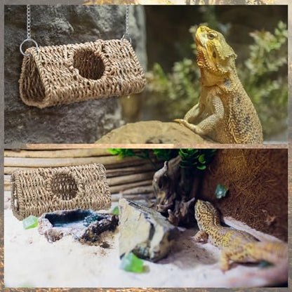 CroBlissful Bearded Dragon Tank Accessories, Triangle, Pale Yellow