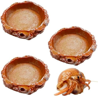 3 Pack Small Reptile Food and Water Bowls, Reptile Terrarium Bowls for Bearded Dragon Lizard Frog Gecko Tortoise Hermit Crab Snail (Orange B)