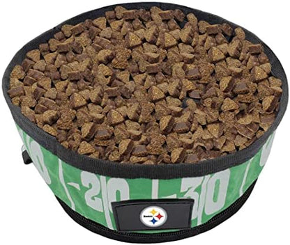 NFL Pittsburgh Steelers Pets First Collapsible Dog Travel Bowl Set, 2 Pack Food and Water Bowls for Dogs, Best Portable & Lightweight Leak-Proof Dog Bowls for Travel