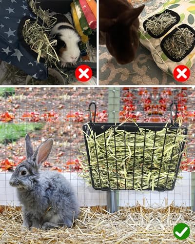 Rabbit Hay Feeder - Guinea Pig Hay Feeder - X-Large Metal Frame Bunny Hay Holder, 9.7x4.7x6.6 inch Guinea Pig Hay Holder for Bunny, Guinea Pigs, Chinchillas, Small Animals (2 Pack)