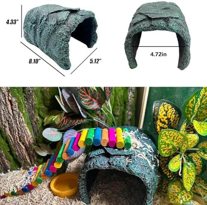 Reptile Rock Hide Cave Large Terrarium Habitat Decor Rock Turtle Hide Tortoise Aquarium Hideout for Lizards Snake Amphibians Fish