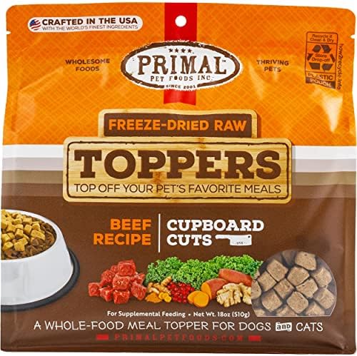 Primal Dog & Cat Food Toppers, Cupboard Cuts, Beef, 18 oz