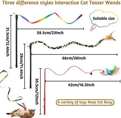 Kitten Toys Cat Toys Assortments, 26 Packs Cat Toys Variety Pack for Kitty, Cat Wand Toy, Cat Feather Toys, Cat Balls with Bells, Cat Mouse Toy, Catnip Toys for Indoor Cats