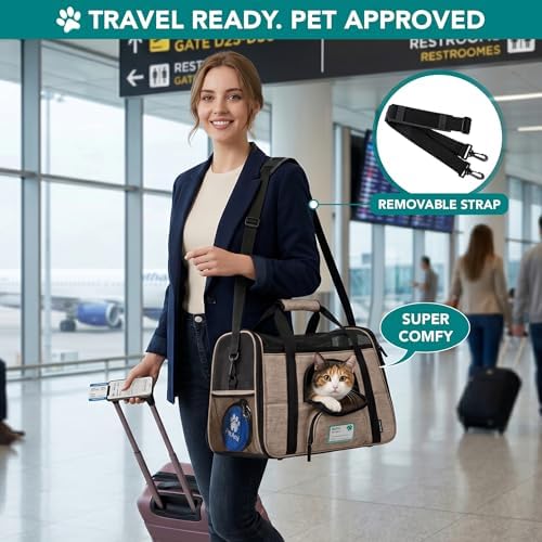 PetAmi Airline Approved Pet Carrier Cats & Small Dogs, Small Heather Taupe