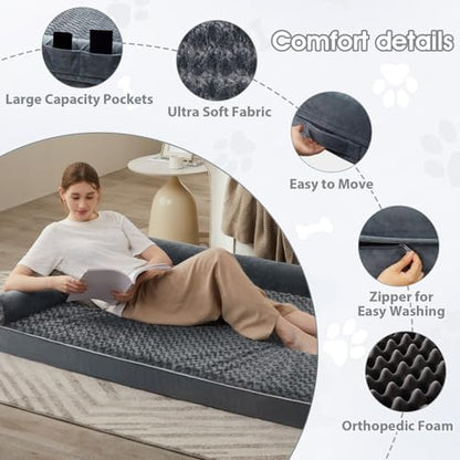 BFPETHOME Orthopedic Washable Human Dog Bed for Adult & Dog Cozy Sleep