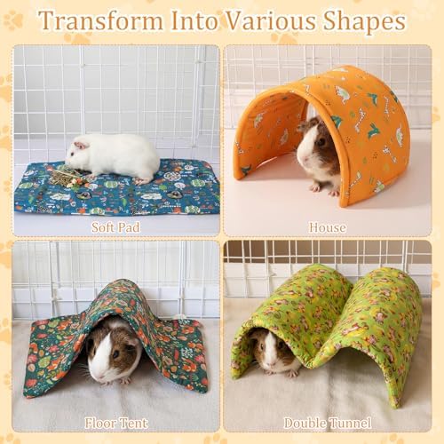 BreezeHug 4 Pcs Guinea Pig Tunnels Foldable Hideout Rabbit,Forest Animals