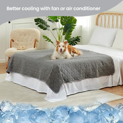 Cozy Bliss Deluxe Leakproof Cooling Blanket for Large Dogs Q-Max 0.5, Soft & Durable Washable Pet Cooling Mat for Hot Weather, Livingroom, Couch & Bed Protector for Cats, Charcoal Grey, 60"x80"