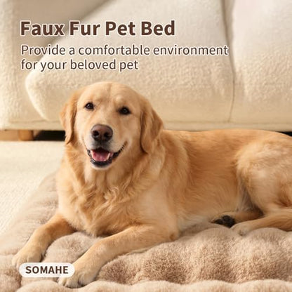 SOMAHE Plush Dog Bed Mat, Machine Washable, Large 35x27 Latte Coffee