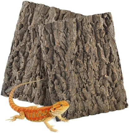 2PCS Reptile Cork Bark Background,15.74 x 11.81 Inch Natural Cork Wood Terrarium Background Bearded Dragon Tank Bark Backdrop Wall Decor for Lizard Gecko Chameleon Tortoise Snake Spider Frog