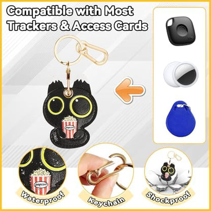 Leather Keychain Holder Case for AirTag, Cute Protective Cover for Apple Airtag KeyChain, GPS Tracker Item Finder
