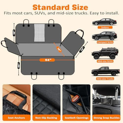 URPOWER 4 in 1 Dog Car Seat Cover for Back Seat, Waterproof Hammock