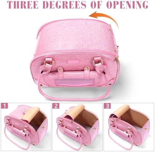 Dog Carrier Purse, Pet Carrier, Bling Waterproof Premium Leather Pet Travel Portable Bag Carrier for Cat and Small Dog Home & Outdoor Small Bling Pink