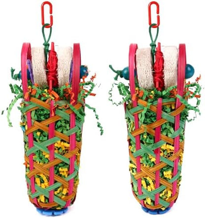 Kyouki Parakeets Toys, 2 PCS Bird Chewing Toys – Perfect for Cockatoos, Conures, Love Birds, Small & Medium Parrots, Fun Foraging & Tearing Bird Cage Accessories (Seeking Food Basket)