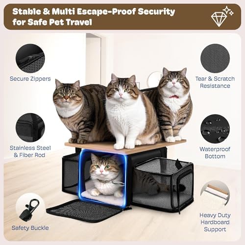 Top and 2 Sides Expandable Pet Carrier 17x11x9.5 TSA Airline Approved
