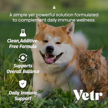 Vetr Silver Immune Support for Dogs and Cats, 4oz/120mL Liquid in Amber Bottle with Oral Dropper, Professional Grade Colloidal Silver Supplement for Daily Wellness and Seasonal Defense