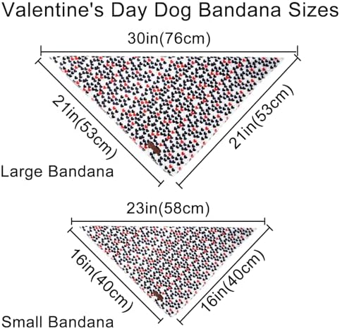 Valentine's Dog Bandana, UP URARA PUP Soft Cotton Adjustable Pet Scarf for Small, Medium, and Large Dogs, Cute and Comfortable Dog Accessory,L