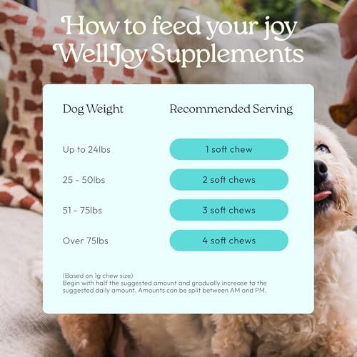 WellJoy Joint Dog Supplement + Glucosamine, Chondroitin, GutBoost, 90ct