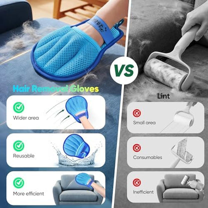 Pet Hair Removal Glove Cat & Dog, Electrostatic Reusable Hair Remover Tool