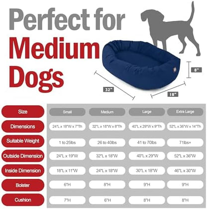 Majestic Pet 32 Inch Suede Calming Dog Bed Washable – Cozy Soft Round Dog Bed with Spine Support for Dogs to Rest Their Head - Fluffy Donut Dog Bed 32x23x7 (Inch) - Round Pet Bed Medium – Navy (2025)