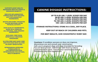 Joint Health for Dogs - Most Effective Natural Hip & Joint Supplement Available - Formulated with Veterinarians, Glucosamine, Chondrointin, MSM, Turmeric (Powder)