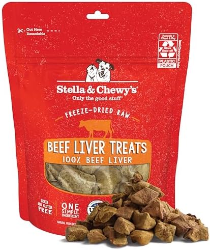 Stella & Chewy's Freeze-Dried Raw Beef Liver Dog Treats - Single Ingredient, No Additives - Premium Training Treats - Perfect For Picky Eaters - 3oz Bag