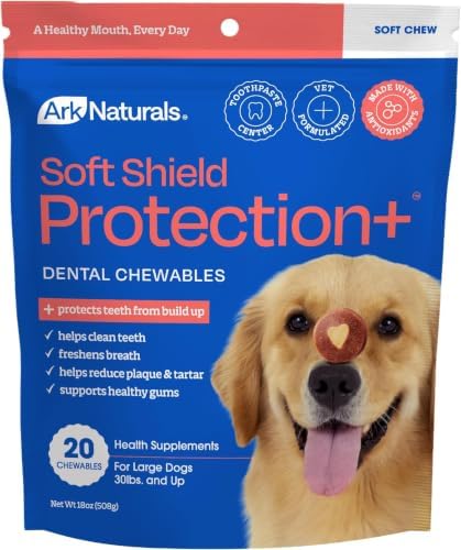 ARK NATURALS Soft Shield Protection+ Brushless Toothpaste, Dog Dental Chews for Large Breeds, Stops Plaque & Tartar, Freshens Breath (Pack of 6)