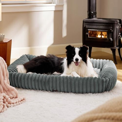 Bedsure ComfyFleece™ Cute XL Dog Beds for Extra Large Dogs，43in Warm Grey