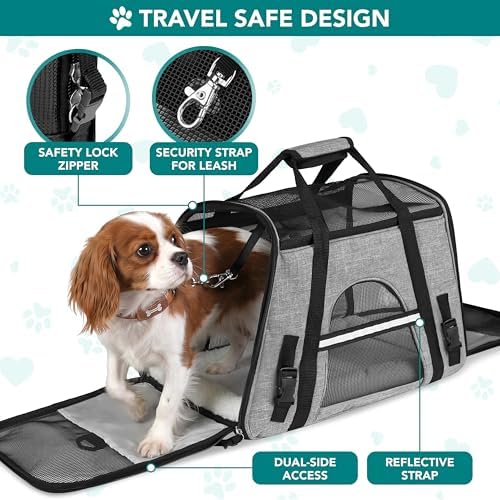 PetAmi Airline Approved Pet Carrier for Cats Small Dogs, Large Heather Gray