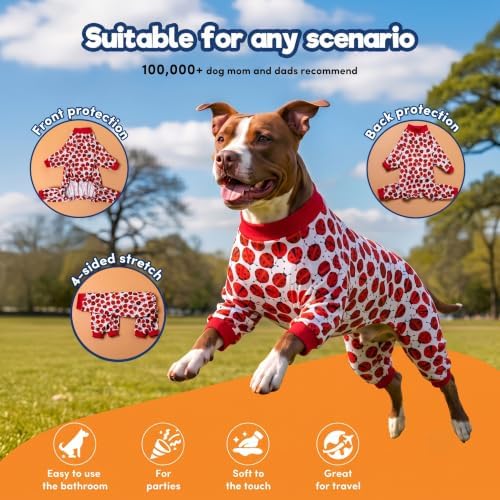 LovinPet Large Dogs PJs Clothes, Breed Dog Pjs, Red Ladybug Prints, 3XL