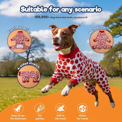 LovinPet Large Dogs PJs Clothes, Breed Dog Pjs, Red Ladybug Prints, 2XL