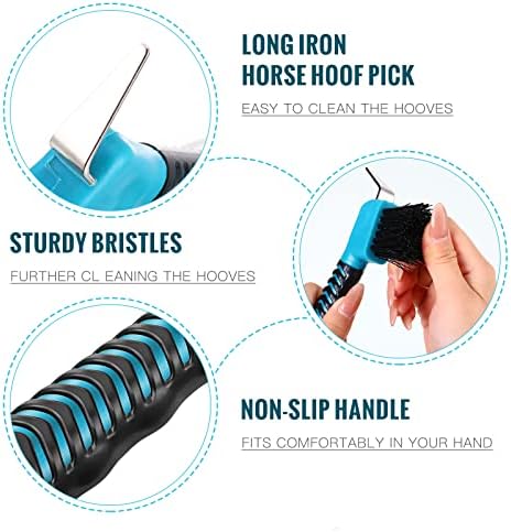 Skylety 10 Pcs Horse Hoof Pick Brush with Soft Rubber Handle Portable Hoofpick Horse Stuff Horse Supplies, Random Color
