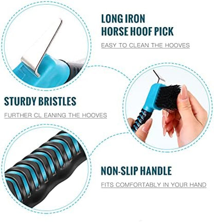 Skylety 10 Pcs Horse Hoof Pick Brush with Soft Rubber Handle Portable Hoofpick Horse Stuff Horse Supplies, Random Color