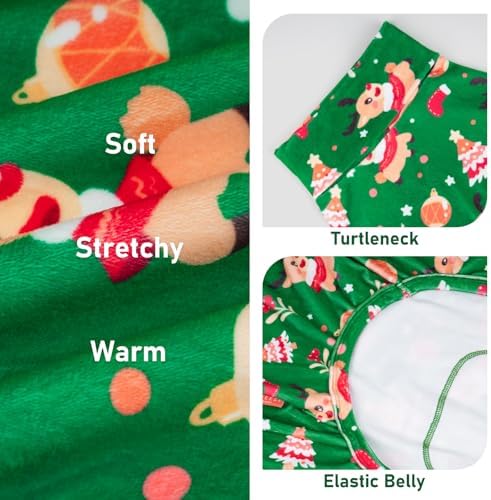 KYEESE Dog Christmas Pajamas for Small Dogs Green Reindeer Velvet Onesie