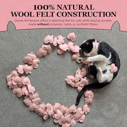Catnip Toy – Heart Shape, Organic Catnip, 100% Wool Felt, Grown & Made in The USA - Pink, 2 Pack