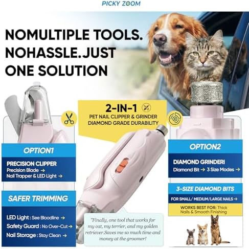 2-in-1 Dog & Cat Nail Clippers and Grinder with LED Light
