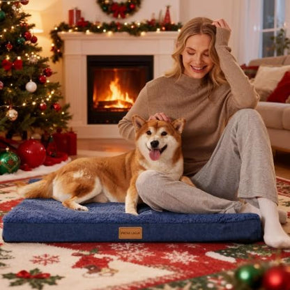 Patas Lague Orthopedic Large Dog Bed Pet Sofa Mat 42''X28'' Navy Blue