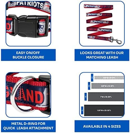 NFL PET Collar New England Patriots Dog Collar, Medium Football Team Collar for Dogs & Cats. A Shiny & Colorful Cat Collar & Dog Collar Licensed by The NFL