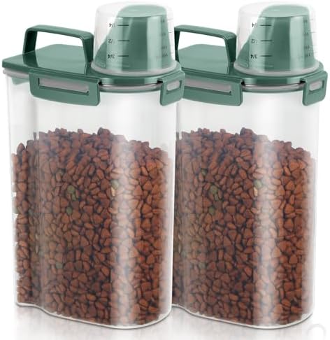 2 Pack 3 Lbs Pet Dog Cat Food Storage Containers for Travel - Pine Green