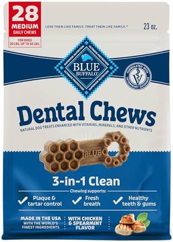 Blue Buffalo Chicken & Spearmint Medium Dental Chews, 23 oz, 28 ct