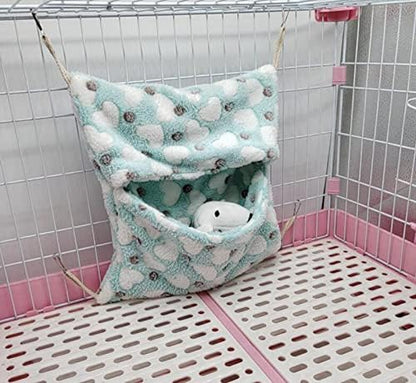 ISMARTEN Small Animal Hanging Hammock, Pet Hanging Nap Sack Sleep Bag Bed, Cage Hammock Beds for Ferret Guinea-Pig Sugar Glider Hamster Rat Mice Chinchilla Flying Gerbil and Squirrel (Green)