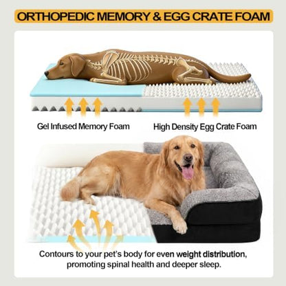 Orthopedic Dog Beds Large Sized Dog, Memory Foam Dog Bed Couch, 36"L