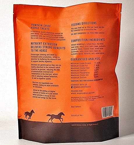Kelcies Pumpkin Spice Horses Treats - Low Sugar, Starch, and Carbohydrates | Healthy Treats for Horse Supports Superior Digestion 15 Pound Bucket (Pack of 1)