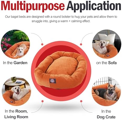 Majestic Pet Micro Velvet Dog Bed, 32 Inch Medium, Round, Washable, Orange