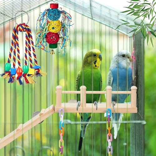 6 Pcs Parakeet Cockatiel Bird Toys,Interactive Style
