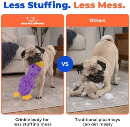 Best Pet Supplies Interactive Squeaky Dog Toy - Crinkle Duck, Purple