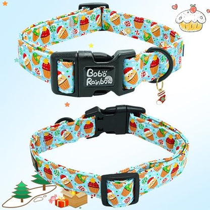 Dog Collars - Christmas Pet Collar with Santa Claus Print, Durable & Cute, Soft & Adjustable, Gift for Medium Dogs