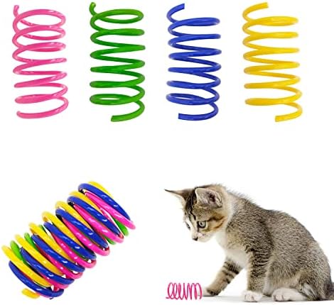 Cat Spring Toys 30 Packs, Plastic Colorful Springs Cat Toys for Cat Kitten Pets, Interactive Cat Toys for Indoor Cats and Kitten