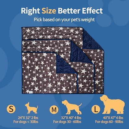 LaSyL Weighted Blanket for Pets | Thunder Blanket for Dogs Anxiety | Premium Soft Minky | Relaxation & Calming & Anti Anxiety | Used in Car, Bed, Couch | Blue Grey Star, Washable Medium (32"x40")